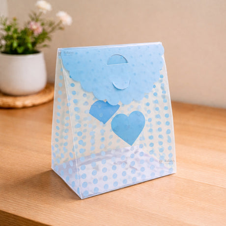 Transparent PVC Polka Dot Gift Bag Shape Goodie Box | Decorative Favor Packaging | 2 Colors Available | Pack of 10