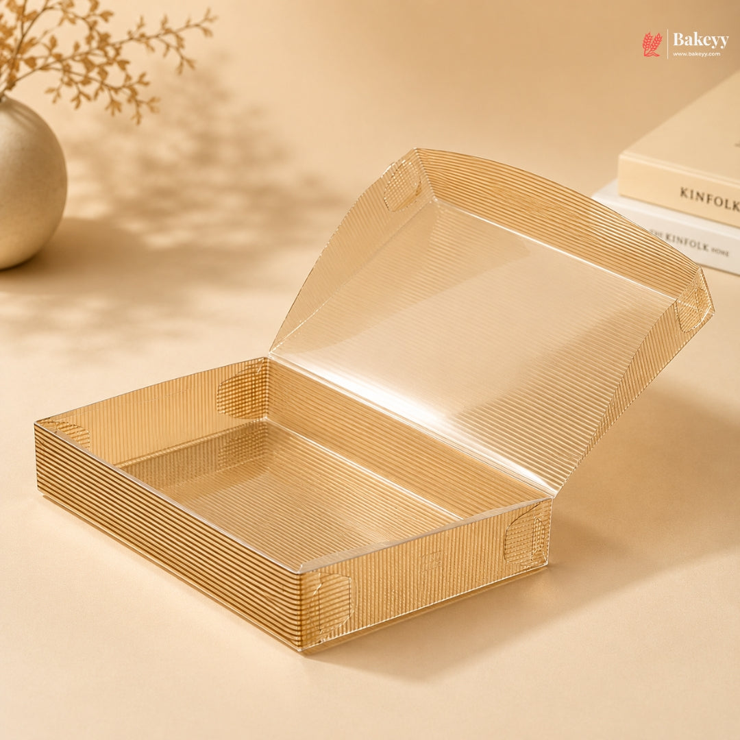 Transparent PVC Sweet Goodie Box with Gold Stripes | PVC Box | Pack of 10