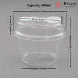 Transparent Plastic Serving & Storage Container with Spoon | Multiple Capacities | Pack of 50