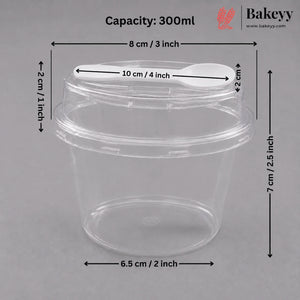 Transparent Plastic Serving & Storage Container with Spoon | Multiple Capacities | Pack of 50