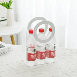 Transparent Bags With Leather Style White Colour Handles - Bakeyy.com