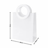 Transparent Bags With Leather Style White Colour Handles | Pack of 12