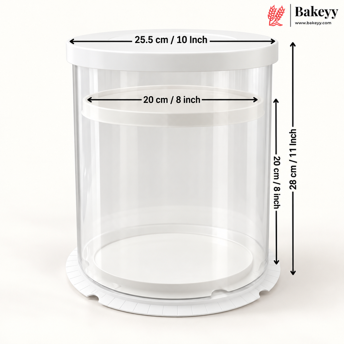 Round Transparent Cake Box with White Lid & Base | Flower Petal Cake Packaging Box | Pack of 5
