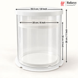 Round Transparent Cake Box with White Lid & Base | Flower Petal Cake Packaging Box | Pack of 5