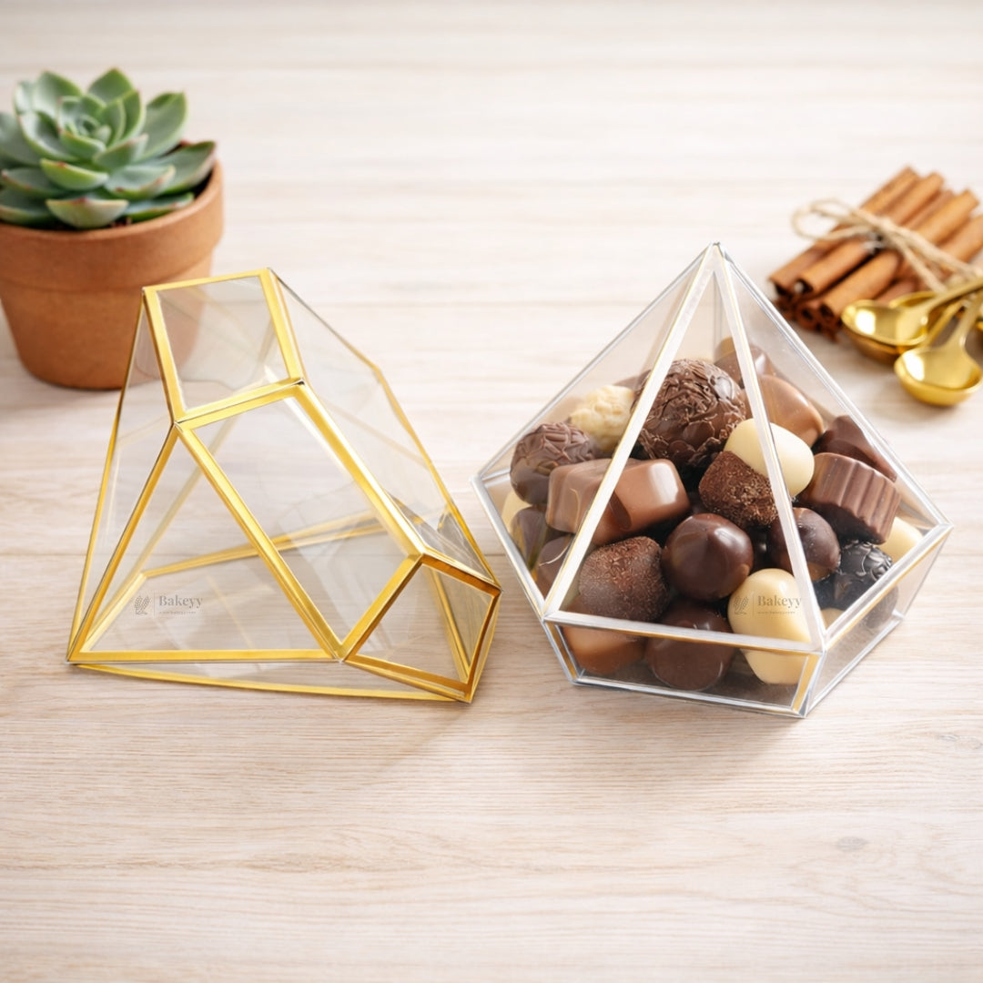Transparent Diamond Shape PVC Goodie Box | Premium Gift & Favor Packaging | Pack of 10