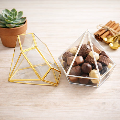 Transparent Diamond Shape PVC Goodie Box | Premium Gift & Favor Packaging | Pack of 10