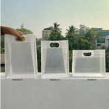 Transparent Gift Bag - White | Oval‑Cut Handle| Pack Of 12