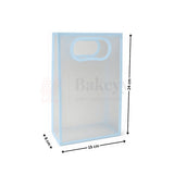 Transparent Gift Bag - Light Blue | Oval‑Cut Handle| Pack Of 12