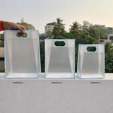 Transparent Gift Bag - Light Blue | Oval‑Cut Handle| Pack Of 12