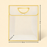 Transparent Gift Bag with Button Lock - Gold | Oval‑Cut Handle | Pack Of 12 - Bakeyy.com - India - Transparent Gift Bag with Button Lock - Gold | Oval‑Cut Handle | Pack Of 12 - 23x15x30 Cm
