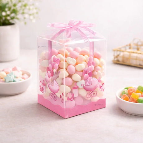 Transparent PVC Baby Shower Goodie Box | Baby Theme Gift & Favor Packaging | Available in 2 Colors | Pack of 10