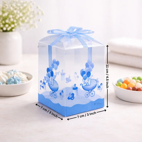 Transparent PVC Baby Shower Goodie Box | Baby Theme Gift & Favor Packaging | Available in 2 Colors | Pack of 10