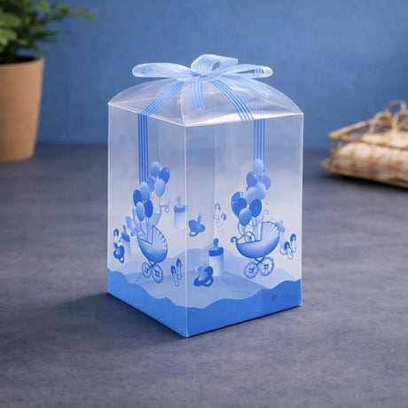 Transparent PVC Baby Shower Goodie Box | Baby Theme Gift & Favor Packaging | Available in 2 Colors | Pack of 10