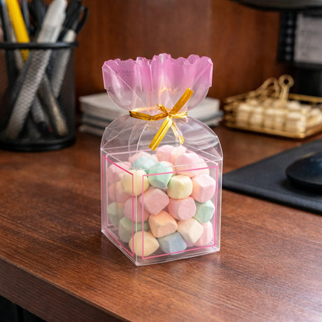 Transparent PVC Candy Bag Style Goodie Box | Decorative Gift & Favor Packaging | Available in 3 Colors | Pack of 10