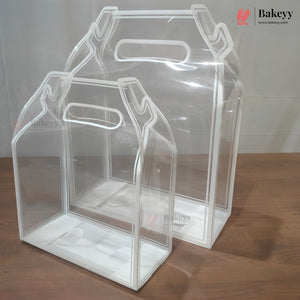 Transparent PVC Carry Bag with Handle | Black & White Border | 2 Sizes Available | Pack of 12