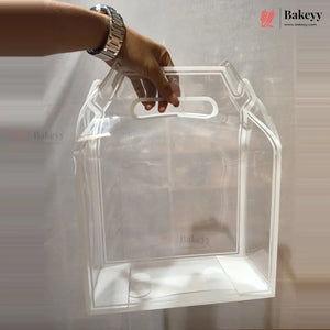 Transparent PVC Carry Bag with Handle | Black & White Border | 2 Sizes Available | Pack of 12