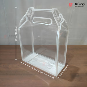 Transparent PVC Carry Bag with Handle | Black & White Border | 2 Sizes Available | Pack of 12
