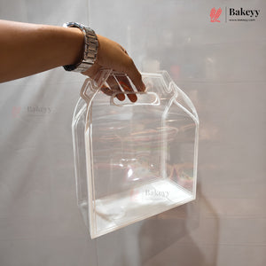 Transparent PVC Carry Bag with Handle | Black & White Border | 2 Sizes Available | Pack of 12