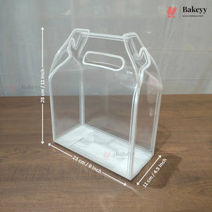 Transparent PVC Carry Bag with Handle | Black & White Border | 2 Sizes Available | Pack of 12