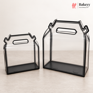 Transparent PVC Carry Bag with Handle | Black & White Border | 2 Sizes Available | Pack of 12