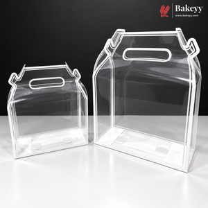 Transparent PVC Carry Bag with Handle | Black & White Border | 2 Sizes Available | Pack of 12
