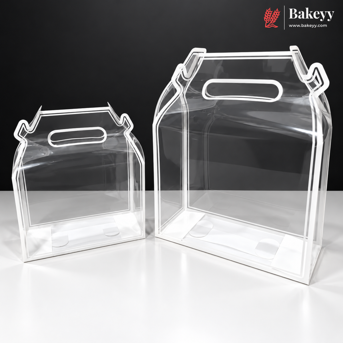 Transparent PVC Carry Bag with Handle | Black & White Border | 2 Sizes Available | Pack of 12