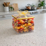 Transparent PVC Gift Box with Gold Bow Top | Premium Clear Goodie Box | Pack of 10