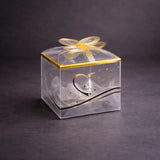Transparent PVC Gift Box with Gold Bow Top | Premium Clear Goodie Box | Pack of 10