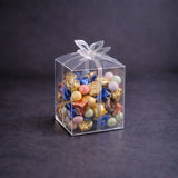 Transparent PVC Gift Box with Gold & Silver Bow Top | Premium Clear Goodie Box | 3 Sizes Available | Pack of 10