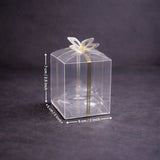 Transparent PVC Gift Box with Gold & Silver Bow Top | Premium Clear Goodie Box | 3 Sizes Available | Pack of 10