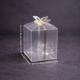 Transparent PVC Gift Box with Gold & Silver Bow Top | Premium Clear Goodie Box | 3 Sizes Available | Pack of 10