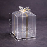 Transparent PVC Gift Box with Gold & Silver Bow Top | Premium Clear Goodie Box | 3 Sizes Available | Pack of 10