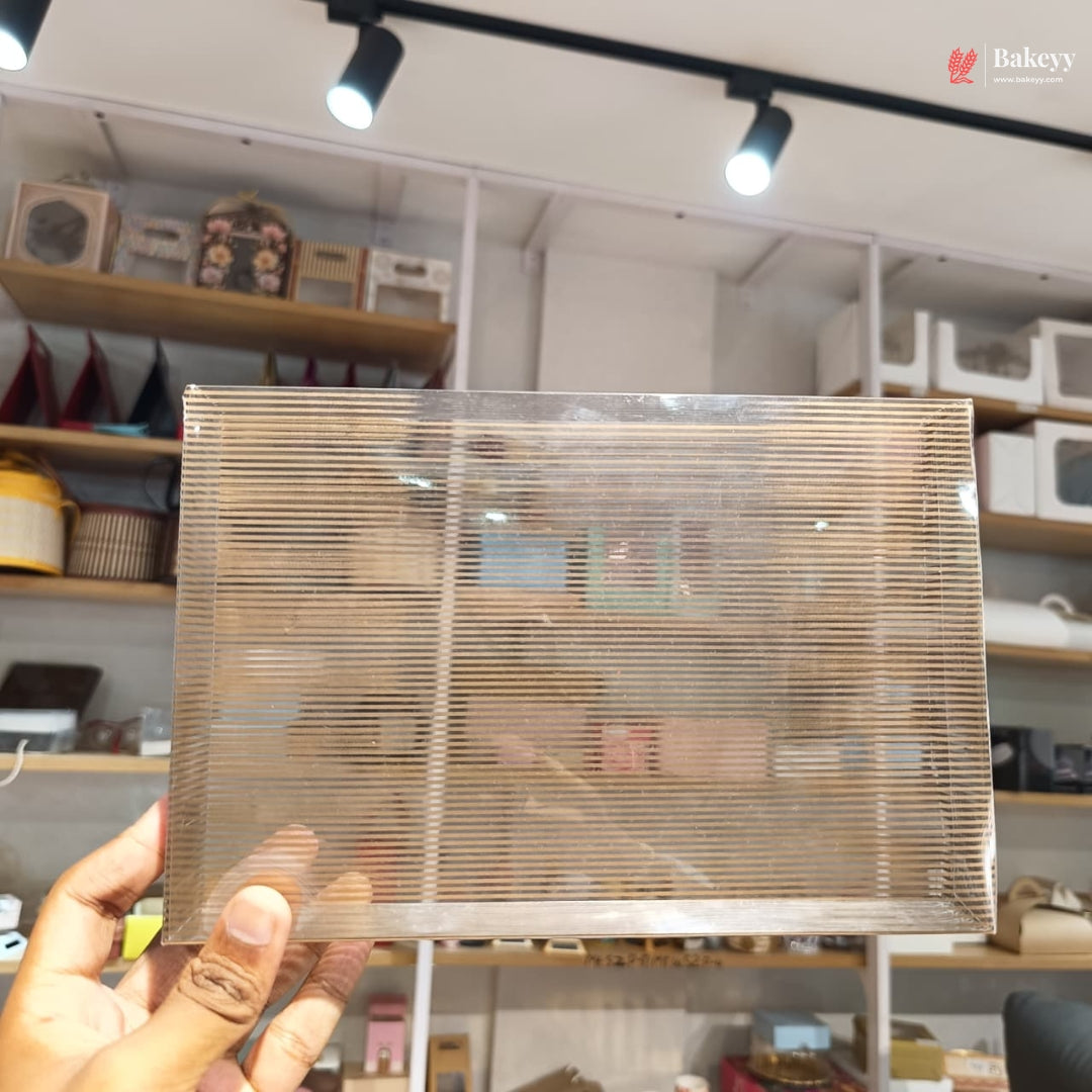 Transparent PVC Sweet Goodie Box with Gold Stripes | PVC Box | Pack of 10