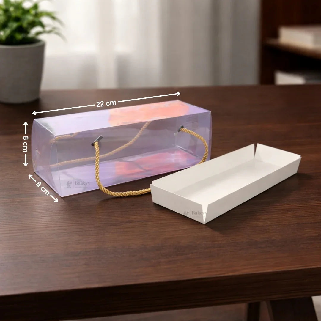 Transparent PVC Window Gift Box with Rope Handle | Premium Display Packaging for Hampers & Chocolates | 2 Size Options | Pack of 10