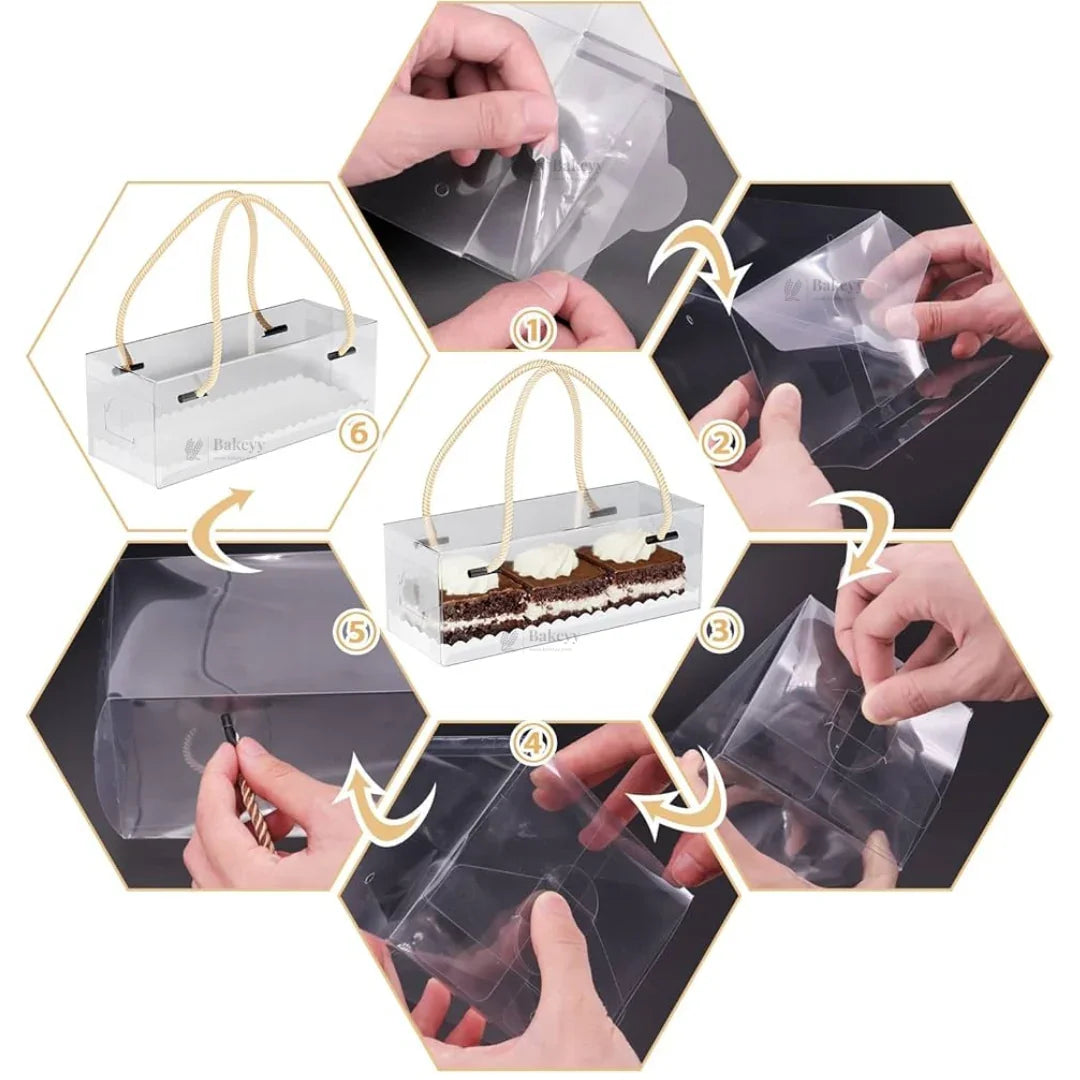 Transparent PVC Window Gift Box with Rope Handle | Premium Display Packaging for Hampers & Chocolates | 2 Size Options | Pack of 10
