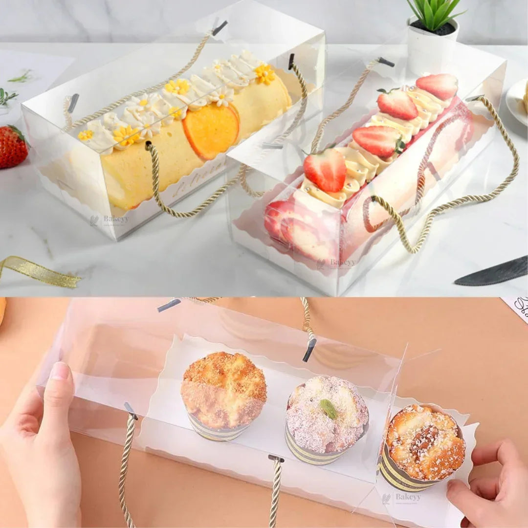 Transparent PVC Window Gift Box with Rope Handle | Premium Display Packaging for Hampers & Chocolates | 2 Size Options | Pack of 10 - Bakeyy.com - India - Transparent PVC Window Gift Box with Rope Handle | Premium Display Packaging for Hampers & Chocolates | 2 Size Options | Pack of 10 - Small 600.00