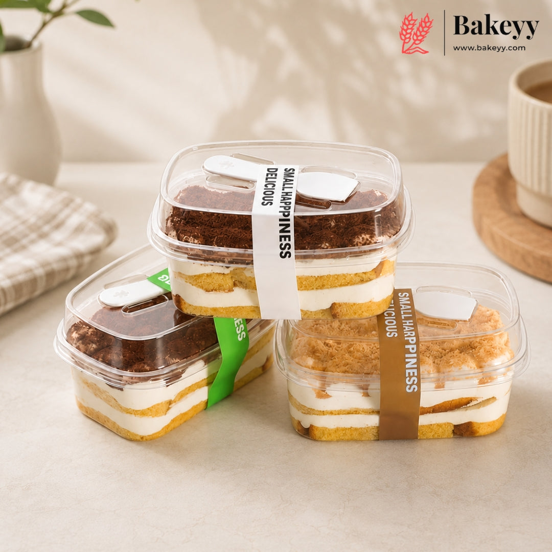 Transparent Plastic Serving & Storage Container with Spoon | Pack of 50