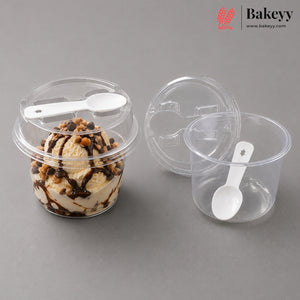 Transparent Plastic Serving & Storage Container with Spoon | Pack of 50