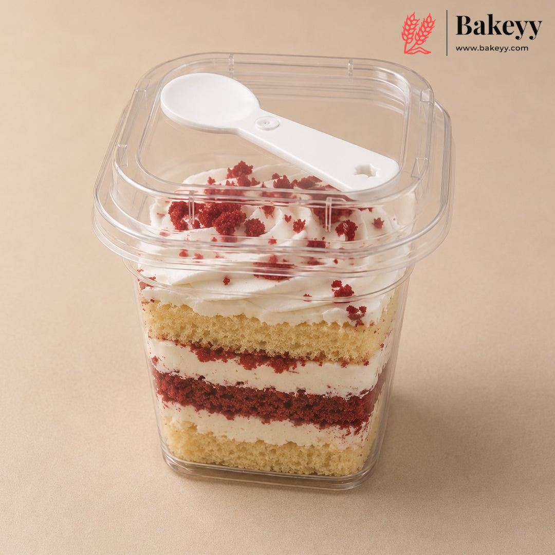 Transparent Plastic Serving & Storage Container with Spoon | Pack of 50