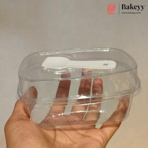 Transparent Plastic Serving & Storage Container with Spoon | Pack of 50