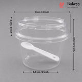 Transparent Plastic Serving & Storage Container with Spoon | Multiple Capacities | Pack of 50
