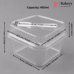 Transparent Plastic Serving & Storage Container with Spoon | Multiple Capacities | Pack of 50