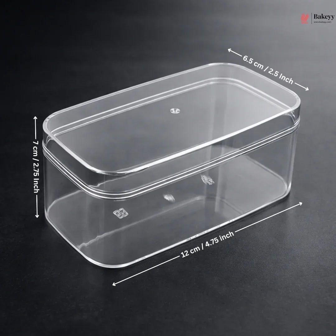 Acrylic Transparent Rectangular Box with Lid | Clear Storage & Dessert Box | 2 Sizes Available | Pack of 6