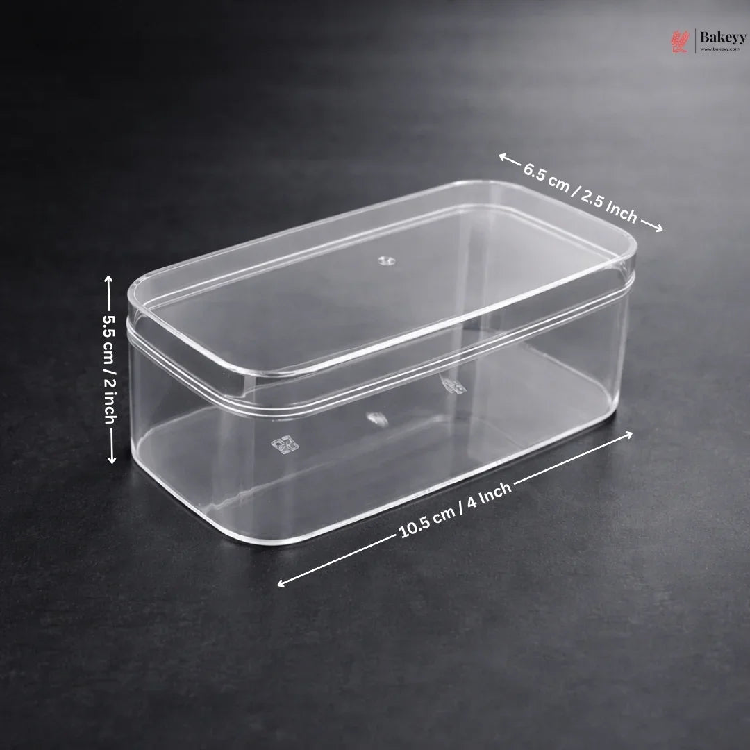 Acrylic Transparent Rectangular Box with Lid | Clear Storage & Dessert Box | 2 Sizes Available | Pack of 6