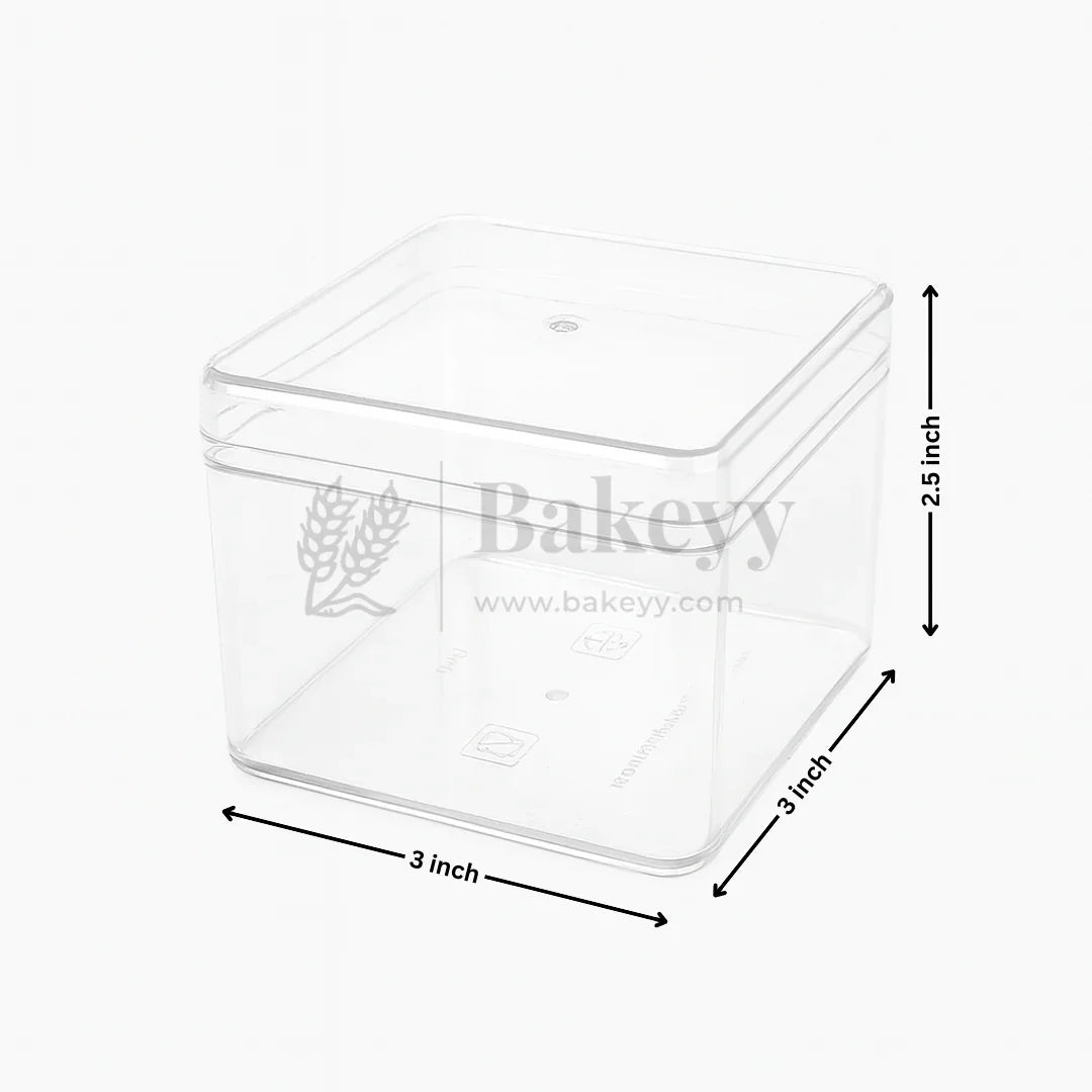 3x3x2.5 Inches | Transparent Square Acrylic Boxes with Lid for Desserts | Pack of 6