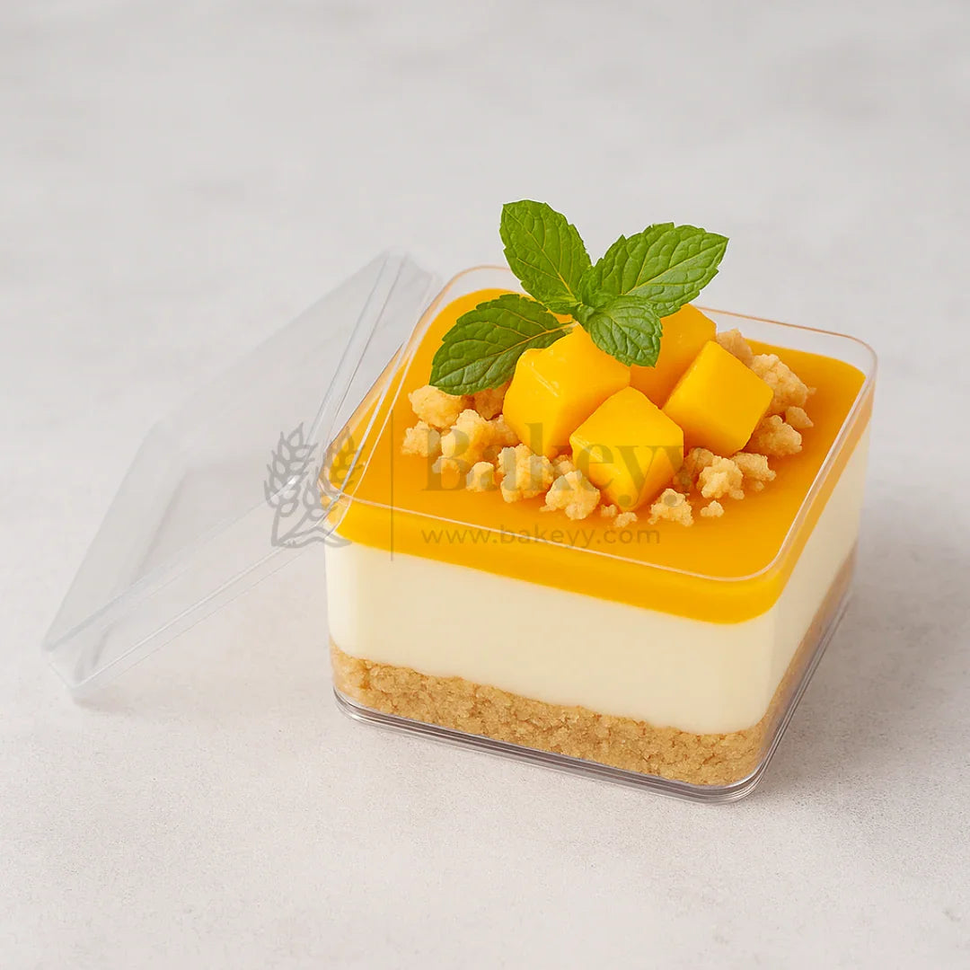 3x3x2.5 Inches | Transparent Square Acrylic Boxes with Lid for Desserts | Pack of 6