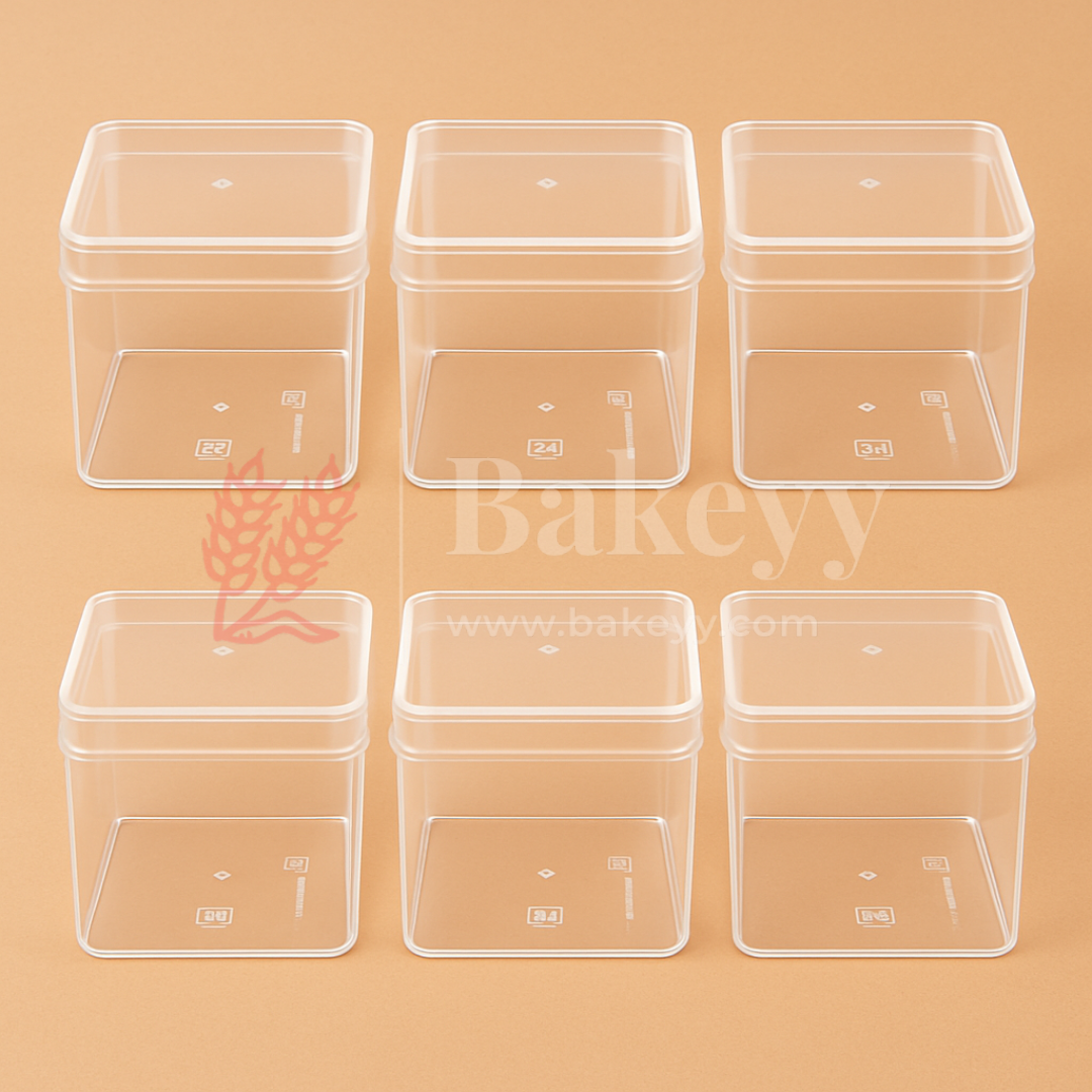 3x3x2.5 Inches | Transparent Square Acrylic Boxes with Lid for Desserts | Pack of 6
