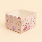 Light Pink Floral Print 1 Brownie Box With Transparent Lid | Pack of 50