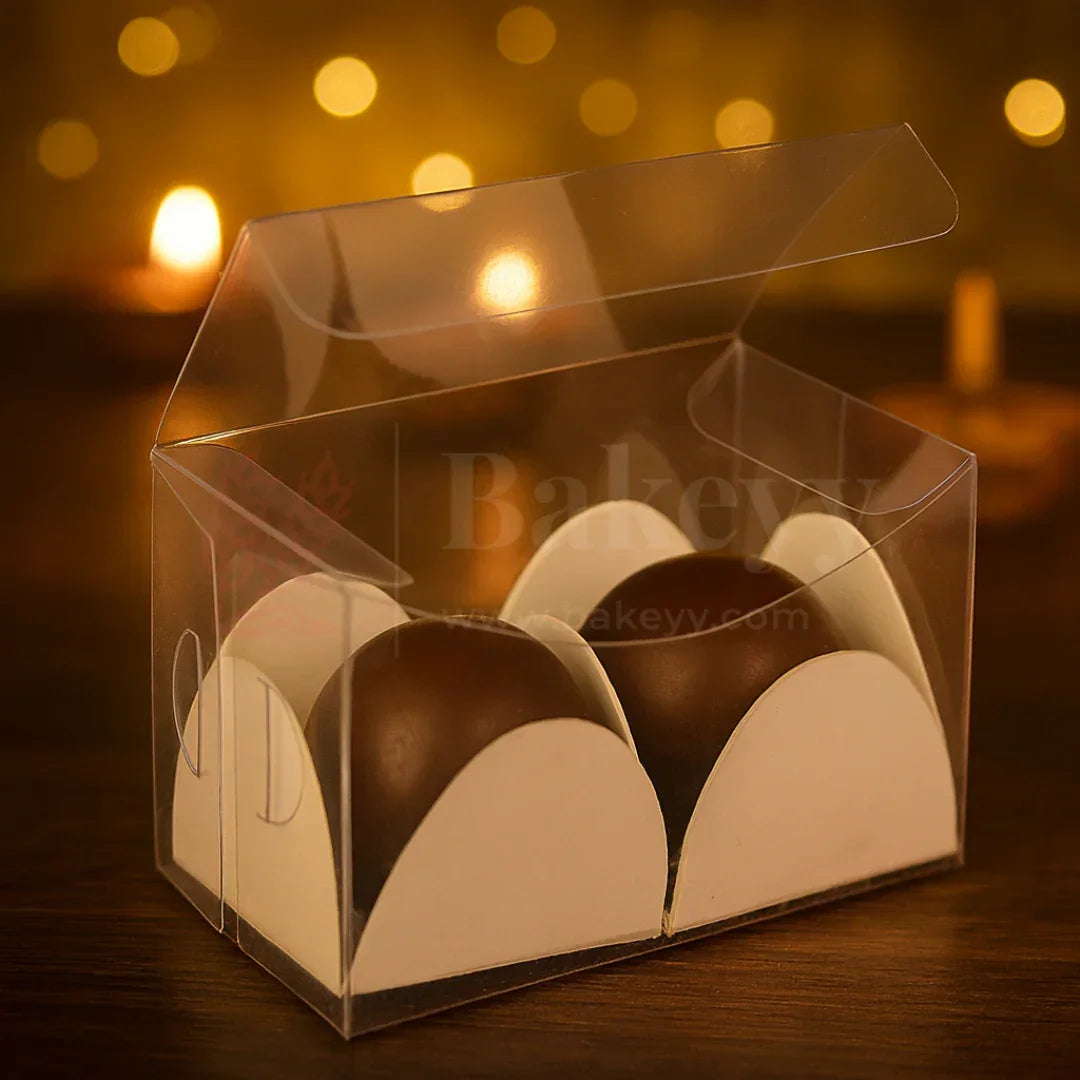 Two Cavity Transparent Chocolate Box | Pack of 100 - Bakeyy.com - India - Two Cavity Transparent Chocolate Box | Pack of 100 - Default Title