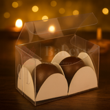 Two Cavity Transparent Chocolate Box | Pack of 100